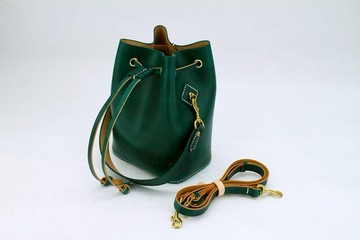 【切線派】水桶包純手縫植鞣革真皮女士肩背包單肩包手提包方底