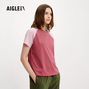 【AIGLE】女 快乾抗菌短袖T恤｜AG-4P223A023 酒紅
