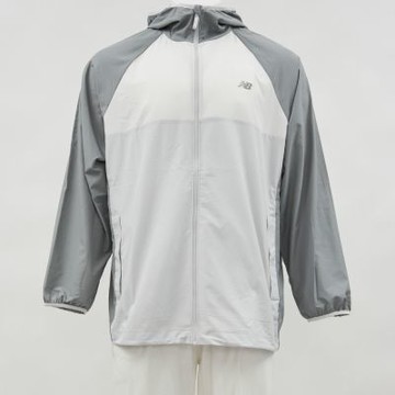 New Balance 男款 白灰色 可收納 長袖 運動 休閒 防潑水 口袋 拉鍊 外套 MO51501YST