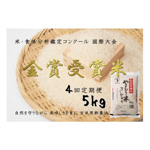 ふるさと納税 新潟県 阿賀野市 コシヒカリ「やまびこ米」5kg×4回 玄米黒酢農法 金賞受賞 特別栽培米 白米 精米 農家直送 新米は10月…