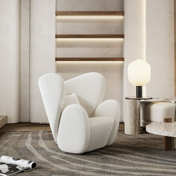 ??快速出貨 可開發票 北歐輕奢單人沙發小戶型設計師創意客廳陽臺休閑網紅羊羔絨沙發椅