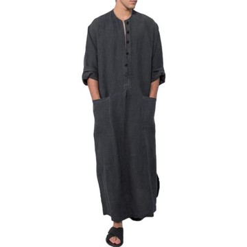 Men Islamic Thobe Pockets Robes Man Kaftan 男士寬松長袍襯衫
