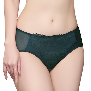 【思薇爾】S小心機系列M-3XL蕾絲中腰三角女內褲(暗夜綠)