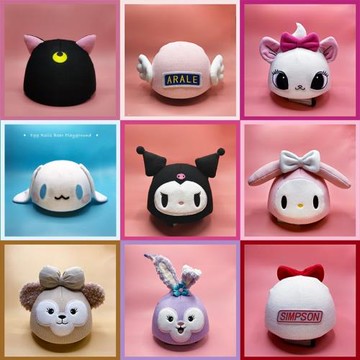 滑雪頭盔套裝飾可愛兒童卡通半盔套男女平衡電動車成人頭盔裝飾帽