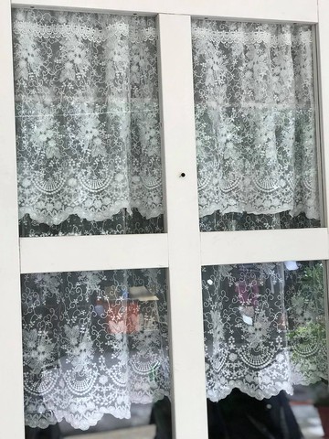 歐蕾塔生活雜貨店-星星繁花白色雙層刺繡沙簾