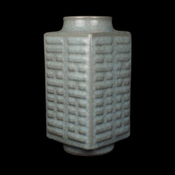 《博古珍藏》清．官釉八卦纹琮式瓶．早期收藏．老件花瓶瓷器．博物館級文物．底價回饋