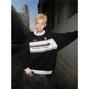 GOGOSOON冬季毛衣新款包芯紗美式復古拼色男保暖針織衫Q