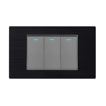 【易智快充】三開LED冷光開關面板-金屬黑