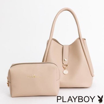 PLAYBOY - 手提包附長背帶 Cheerful系列 - 杏色