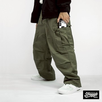 【S.G】摺痕硬挺寬版工裝長褲「三色」M~XXL｜官方旗艦店99310