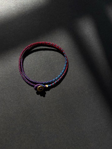 Midjill原創 低調冷淡風漸變藍紅紫手工編織雙層手繩銅元素手繩