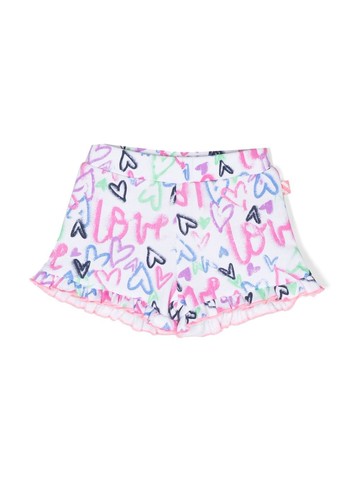 Billieblush - graphic-print shorts - kids - Cotton - 9 mth - White