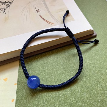 售完供欣賞//手作 遊星記。天然10mm藍瑪瑙金剛結編織手繩