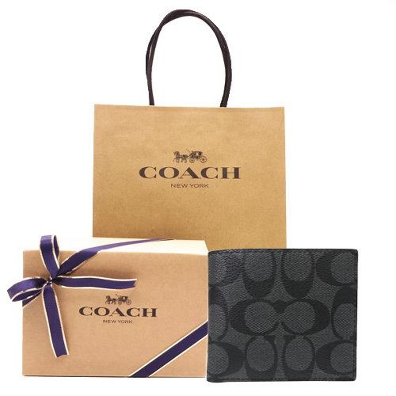 コーチ COACH 可愛らし シグネチャー 二つ折り財布 F75006 CQ/BK 