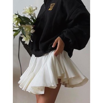 進口醋酸緞面 光澤感  INS風泡泡裙 立體半裙 荷葉邊短裙