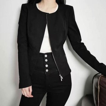 大碼女裝夾克棒球服圓領小香風短外套春秋款拉鏈上衣新款運動時尚