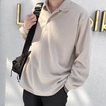 3色大地色系Polo長袖T 高磅柔軟 韓系 男生長袖 大學T 寬鬆長袖 薄長袖 United Freak 6001