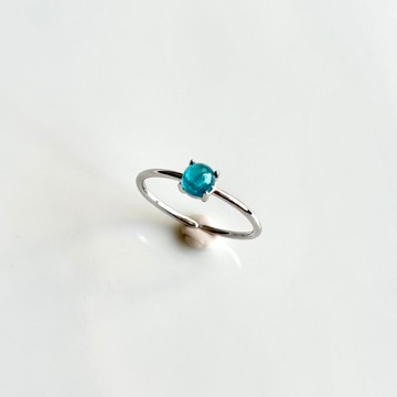 鍍銠+SV925 高等級 天然藍磷灰石 迷你寶石戒