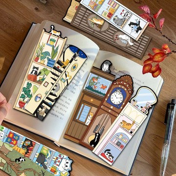 ✨MIMI【台灣出貨】✨可愛卡通 閱讀裝飾標記 書籤 60張貓貓世界卡通書籤可愛清新趣味個性高顏值學生閱讀裝飾標記