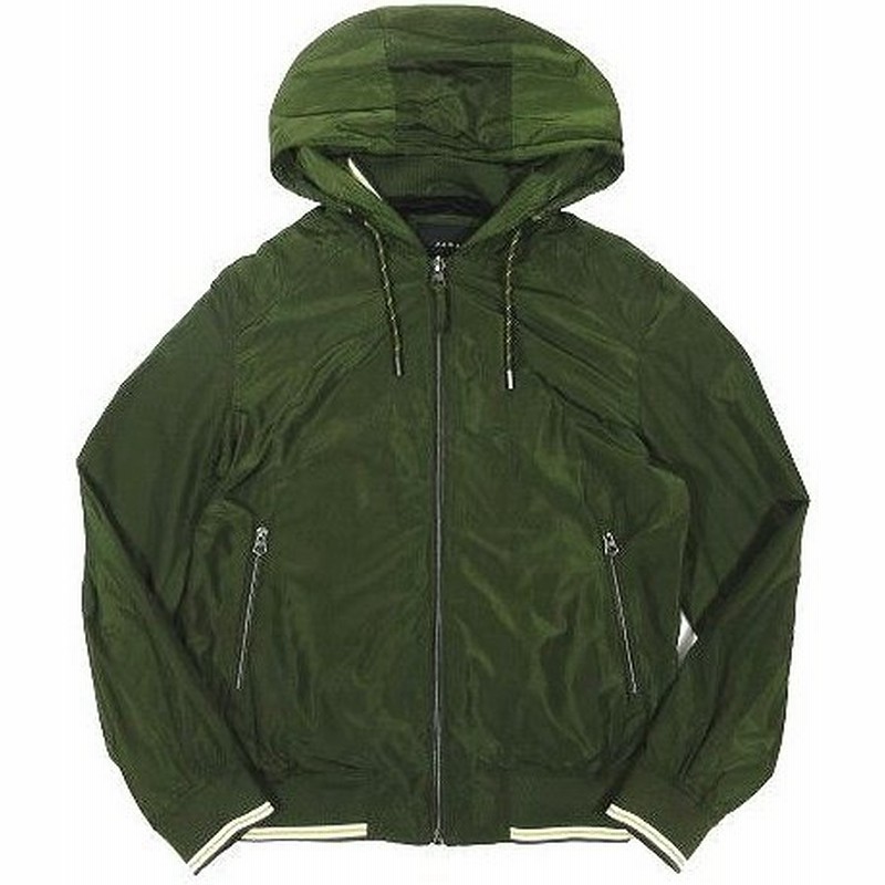 中古 ザラ Zara フーデット ナイロン ジャケット ブルゾン マウンテンパーカー ジップアップ リブ ライン サイズm グリーン 緑 メンズ ベクトル 古着 通販 Lineポイント最大0 5 Get Lineショッピング