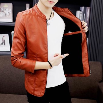 皮衣男修身韓版帥氣青年棒球立領機車服加絨加厚外套夾克秋冬新款