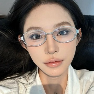 眼鏡 鏡框 鏡架 女生眼鏡 銀色鏡框 黑框眼鏡 金屬鏡框 小臉神器 配件 橢圓形眼鏡 素顏眼鏡 附眼鏡盒 禮物 011