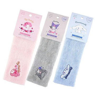 小禮堂 Sanrio 三麗鷗 絨毛吸水洗臉帶 (刺繡大臉款) 美樂蒂 酷洛米 大耳狗