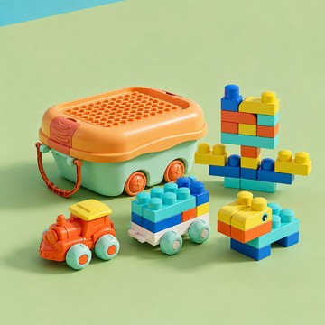 軟積木 【OE TOYS】兒童軟膠積木27件組 贈手提收納車 兒童積木 益智拼裝 啟蒙玩具 創意積木 手眼協調