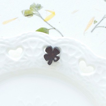 幸運四葉草 原木手工耳環 純銀耳針 單隻 禮物訂製