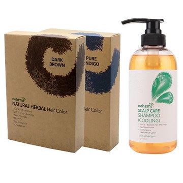 娜禾蜜 草本增色護髮粉｜咖啡黑x1+靛紫藍x1+涼感無矽靈健髮洗髮露x1