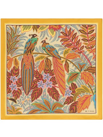 ETRO - Jungle-print silk pocket square - men - Silk - One Size - Yellow