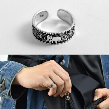 銀飾 大象活動戒純銀戒指【NPC91】