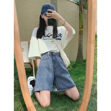 網紅高腰a字辣妹小個子五分褲