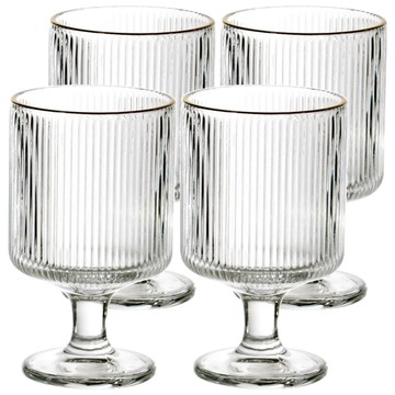 Iwooa 布拉格 褶紋 高腳杯  230ml  4個