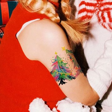 港澳台免運費總31個圖【聖誕節貼紙4張套裝】高級感紋身貼防水持久