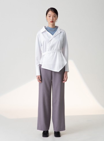 輕盈多 WAY 斜肩綁帶襯衫