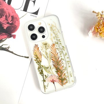 香雪球與櫻花手作押花手機殼 適用於iPhone 16 Samsung S25 Sony