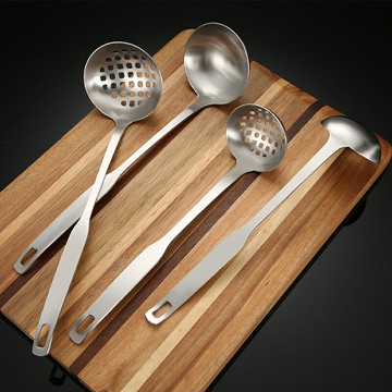 火鍋勺子撈勺套裝特厚長柄一體304不銹鋼家用小盛湯商用大號漏勺