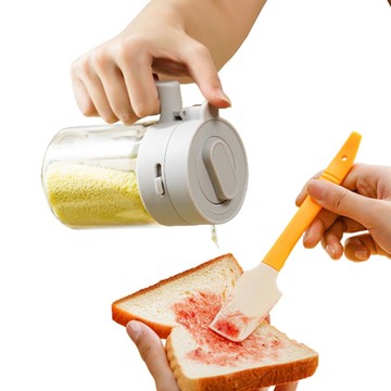 日本SP SAUCE兩用式300ml玻璃調味罐+刮刀-2件特惠組