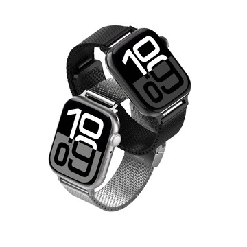 Mesh Pro 精鋼米蘭錶帶 for Apple Watch 46/45/44mm 不繡鋼銀色