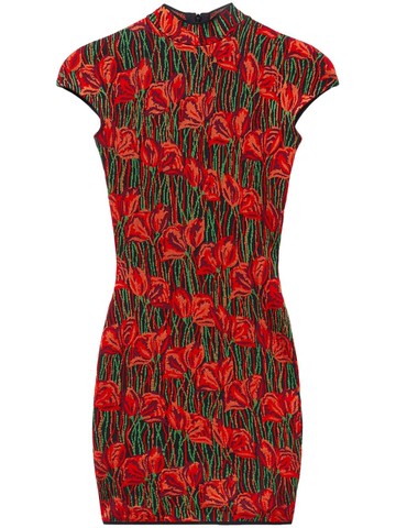 PUCCI - Fiore di Loto jacquard minidress - women - Elastane/Cotton/Viscose - XL - Red