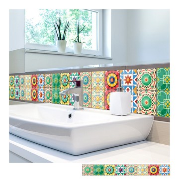 復古花磚壁貼 D款 歐風自黏壁紙 瓷磚牆貼 磁磚貼紙 踢腳線 防水