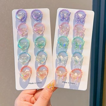 Mimo⭐頭繩女童愛心蝴蝶高彈力皮筋兒童不傷髮拇指髮圈小女孩紮頭髮髮繩