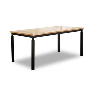 ASSARI -伊諾克6尺全實木黑腳餐桌(寬180x深90x高75cm)原木色