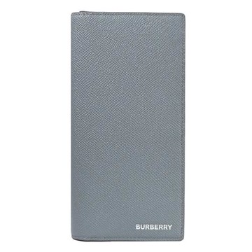 BURBERRY 8074278 品牌燙銀LOGO對開多卡零錢長夾.灰