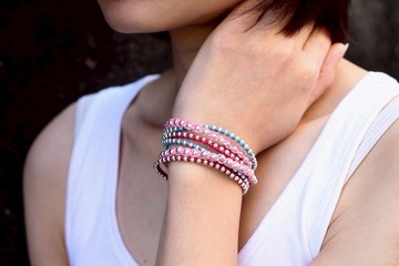 Berry Boho Rock經編銀手鍊項鍊串珠編織多串種族