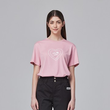 moz瑞典 心心相印駝鹿 舒適柔棉 100%純棉短T-芭比粉(亞洲版)女款