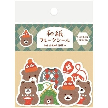【JAFN】台灣現貨🔥日本 古川紙工 剪貼簿裝飾品 和紙片裝貼紙 熊熊