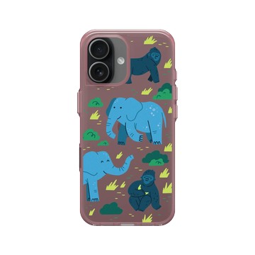 iPhone 17 Clear (相機按鈕) 晶醺玫 - RHINOSHIELD X Taipei Zoo - 非洲區插畫（西部低地大猩猩、非洲象）