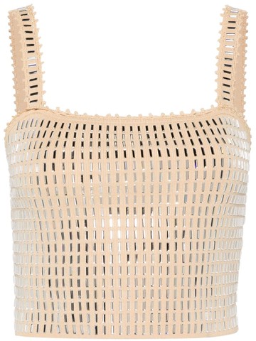 SANDRO - crystal-embellished cropped top - women - Elastane/Polyamide/Viscose/glass - 1 - Neutrals